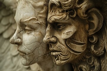 Naklejka premium Otherworldly Angel demon faces. Death portrait. Generate Ai