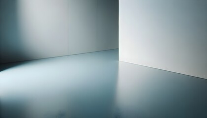 A Smooth Floor and Light Blue Wall with Captivating Light Glare Ideal Presentation Background 