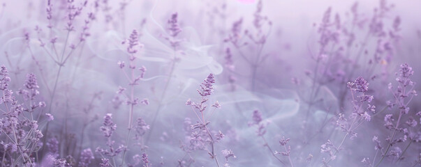 Soft, whispering smoke in a gentle lavender color filling the scene with calm,