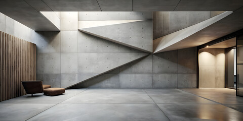 Fototapeta premium Interior of a modern building, featuring shapes of concrete