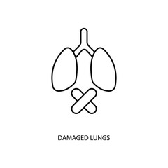 damaged lungs concept line icon. Simple element illustration. damaged lungs concept outline symbol design.