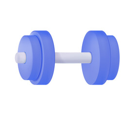 Dumbbell for gym 3D icon. Online workout dumbbell with plates concept, 3d realistic isolated on white background. Vector illustration