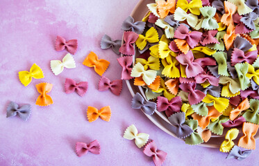 colorful pasta in form of bows