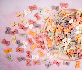 colorful pasta in form of bows