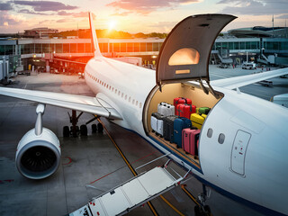 Fototapeta premium Maletas en el avión