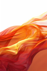 Fototapeta premium Sunset amber red wavy abstract backdrop, perfectly isolated on a white background, high-resolution.