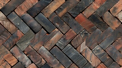   A close-up of a wooden-looking brick wall