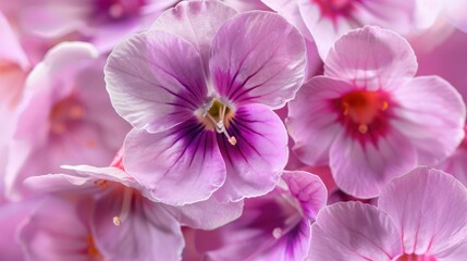 Capture the stunning beauty of a Saintpaulia or Uzumbar violet in close up showcasing delicate pink...