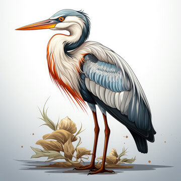 recommend clip art: Watercolor Heron vector, clipart Illustration, Generative Ai