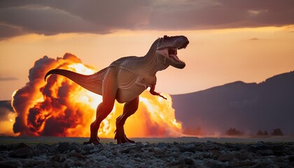 t rex during dinosaur extinction event asteroid impact jurassic era tyrannosaurus rex extinction