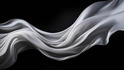an abstract wallpaper featuring undulating waves of white fabric against a black background creates a visually serene and elegant composition illustration