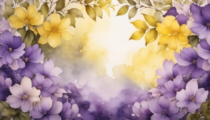 watercolor background frame with empty middle digital photo of flowers in the style of purple and yellow combining natural wallpaper pictures background hd