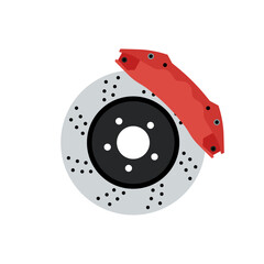 Car Disc Brake, Vector Flat Illustration Design 