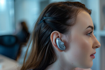 Woman Installing Ear Buds