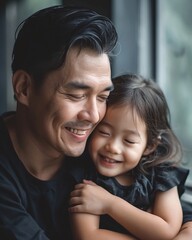 close up portrait of  father with daughter