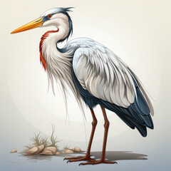 Watercolor Heron vector, clipart Illustration, Generative Ai