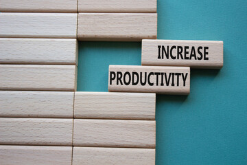 Increase Productivity symbol. Wooden blocks with words Increase Productivity. Beautiful grey green...
