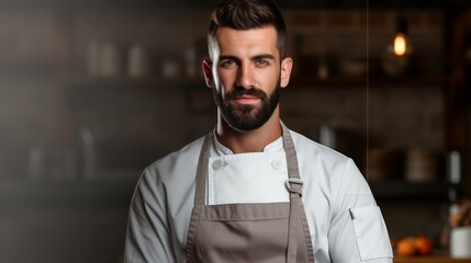 Obraz premium Man With a Beard Wearing an Apron