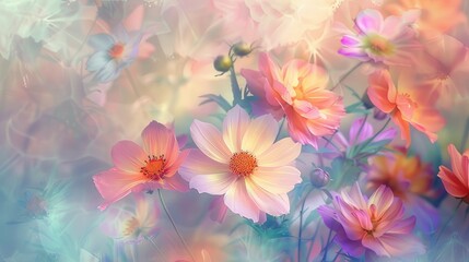 Nature's Splendor Delicate Colorful Floral Background Evokes Tranquility and Appreciation for Floral Artistry

