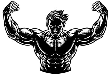 man arms line art silhouette illustration