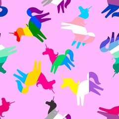 Cartoon lgbt flags seamless rainbow unicorn pattern for wrapping paper and fabrics and linens and clothes print