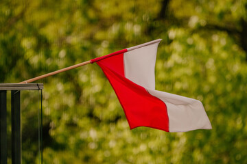 Polska Flaga na balkonie © rozentuzjazmowany