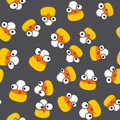 Fototapeta premium Cartoon Halloween sugar monsters seamless candy corn pattern for wrapping paper and fabrics and linens