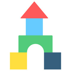 Building Blocks multi color icon, related to kindergarten theme, use for UI or UX kit, web and app development.