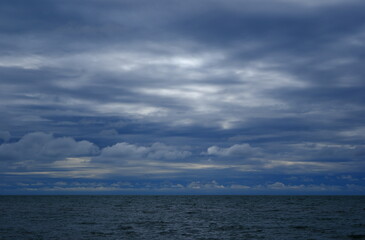 clouds over the sea. Stormy sky over the sea in the evening.
