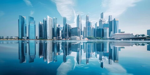 skyline reflected in water