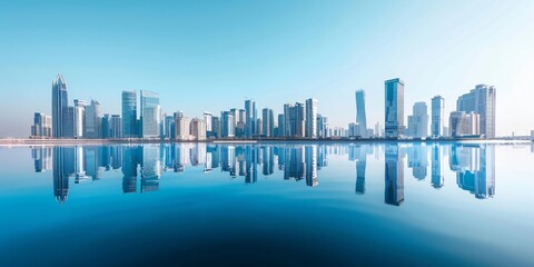 skyline reflected in water