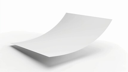 Minimalist White Paper Sheet Floating on a Plain Background