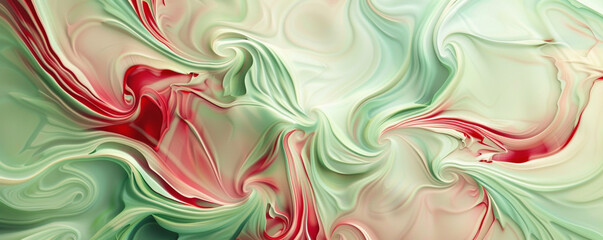 soft swirling patterns of mint green and crimson, ideal for an elegant abstract background