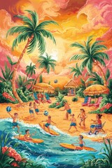 Summer time illustration. vertical story size