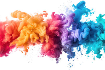 Vivid multicolored powder burst isolated for dynamic effect.
