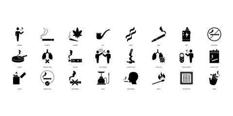 Smoking icons set. Set of editable stroke icons.Set of Smoking