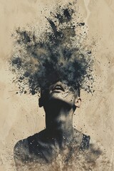 Abstract person head explosion. Generative ai