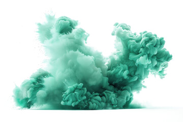 Fototapeta premium Vibrant green smoke bomb clouds exploding on transparent background.