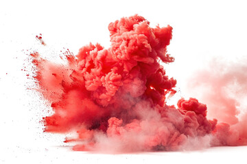 Red color bomb explosion on transparent background.