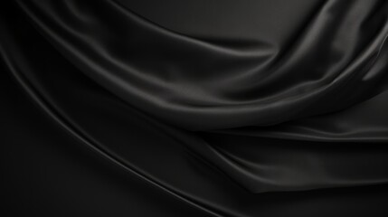 Fototapeta premium Close-Up of Black Satin Fabric