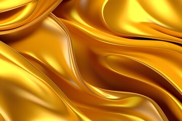 3d silk luxury texture background. Fluid iridescent holographic neon curved wave in motion gold background. Silky cloth luxury fluid wave banner.