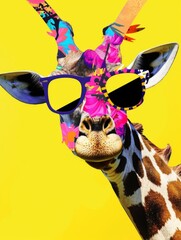 Giraffe Wearing Sunglasses