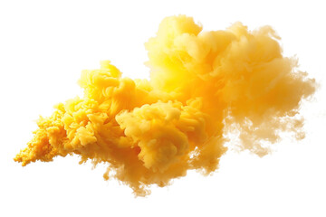 Vibrant yellow smoke cloud explosion on transparent background. © Kent Kreative Kit 