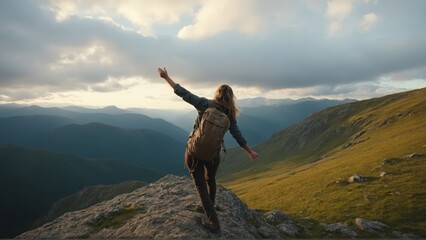 woman in the mountains