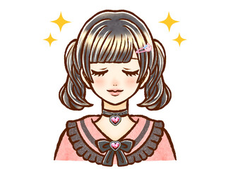 ツインテールの黒髪地雷系大人女性のイラスト素材4