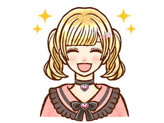 ツインテールの金髪地雷系大人女性のイラスト素材