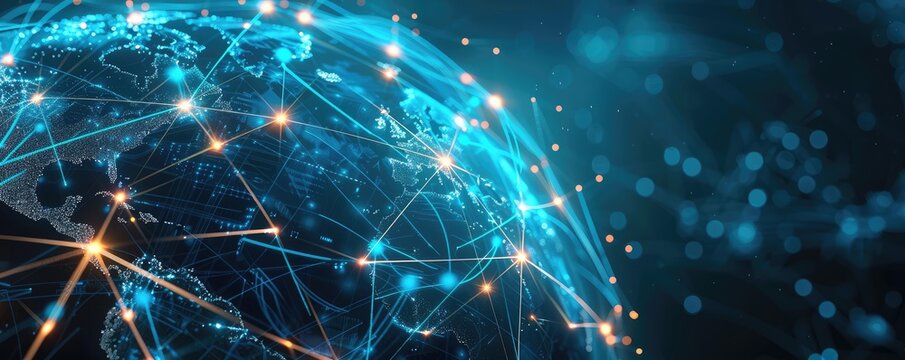A global network connection over the planet earth. - Powered by Adobe