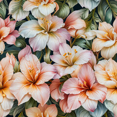 Fototapeta premium pattern with lilies seamless pattern