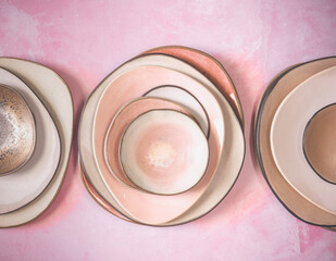  colorful pink ceramic plates