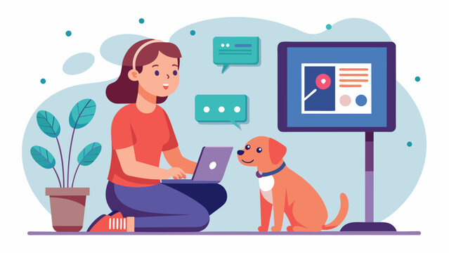 Train your pet with ease and efficiency thanks to the support and guidance of a remote virtual assistant tailored to your pets needs.. Vector illustration